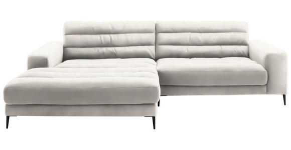 ECKSOFA Badia in Cord Weiß  207/296 cm  - Schwarz/Weiß, Design, Textil/Metall (207/296cm) - Dieter Knoll