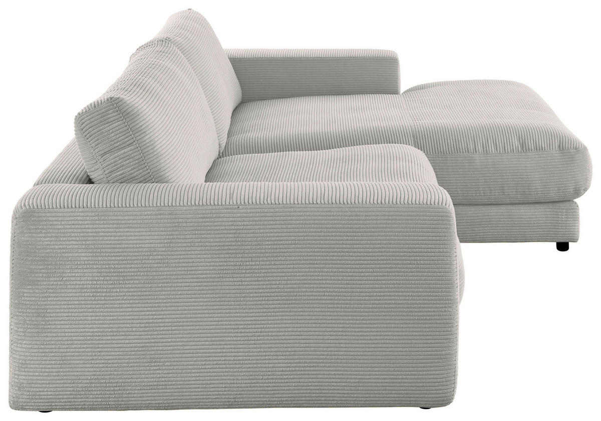 ECKSOFA in Cord Greige  - Greige/Schwarz, Design, Kunststoff/Textil (270/190cm) - Lomoco