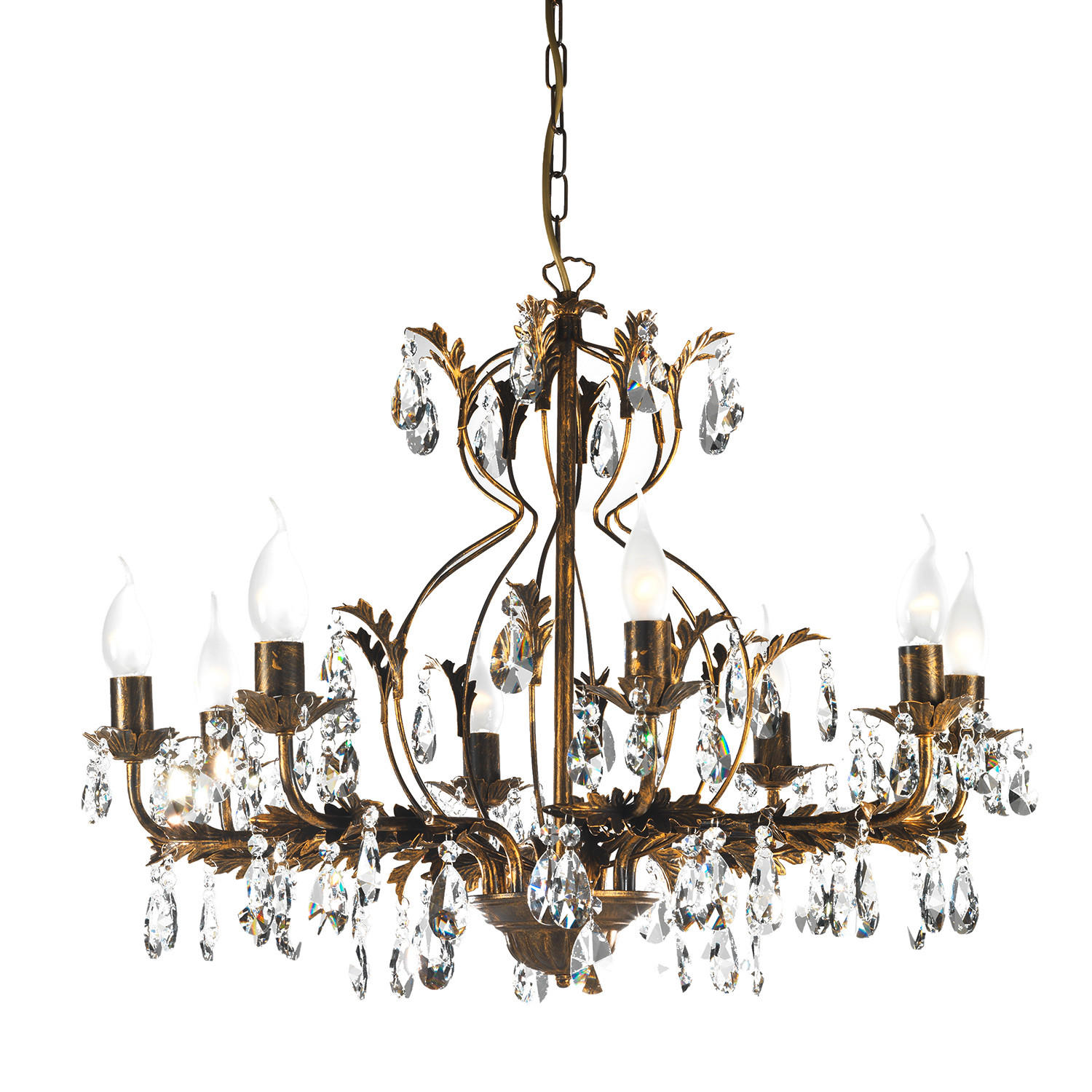KRISTALL-HÄNGELEUCHTE 70/105 cm   - Bronzefarben, KONVENTIONELL, Glas/Metall (70/105cm)