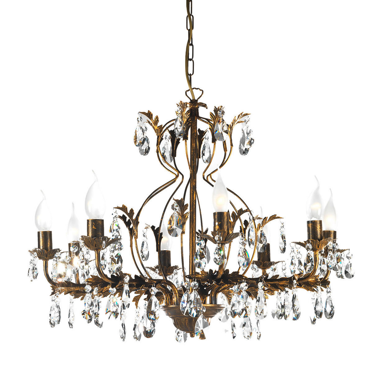 KRISTALL-HÄNGELEUCHTE 70/105 cm   - Bronzefarben, KONVENTIONELL, Glas/Metall (70/105cm)
