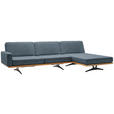 ECKSOFA in Flachgewebe Blau  - Blau/Schwarz, Natur, Holz/Textil (326/170cm) - Valnatura