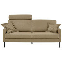 3-SITZER-SOFA Echtleder Taupe  - Taupe/Schwarz, Konventionell, Leder/Metall (200/88/88cm) - Pure Home Comfort