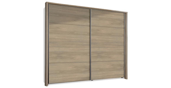 SCHWEBETÜRENSCHRANK in Weiß, Eichefarben, Hickory - Eichefarben/Alufarben, Design, Holzwerkstoff/Metall (225/210/65cm) - Carryhome