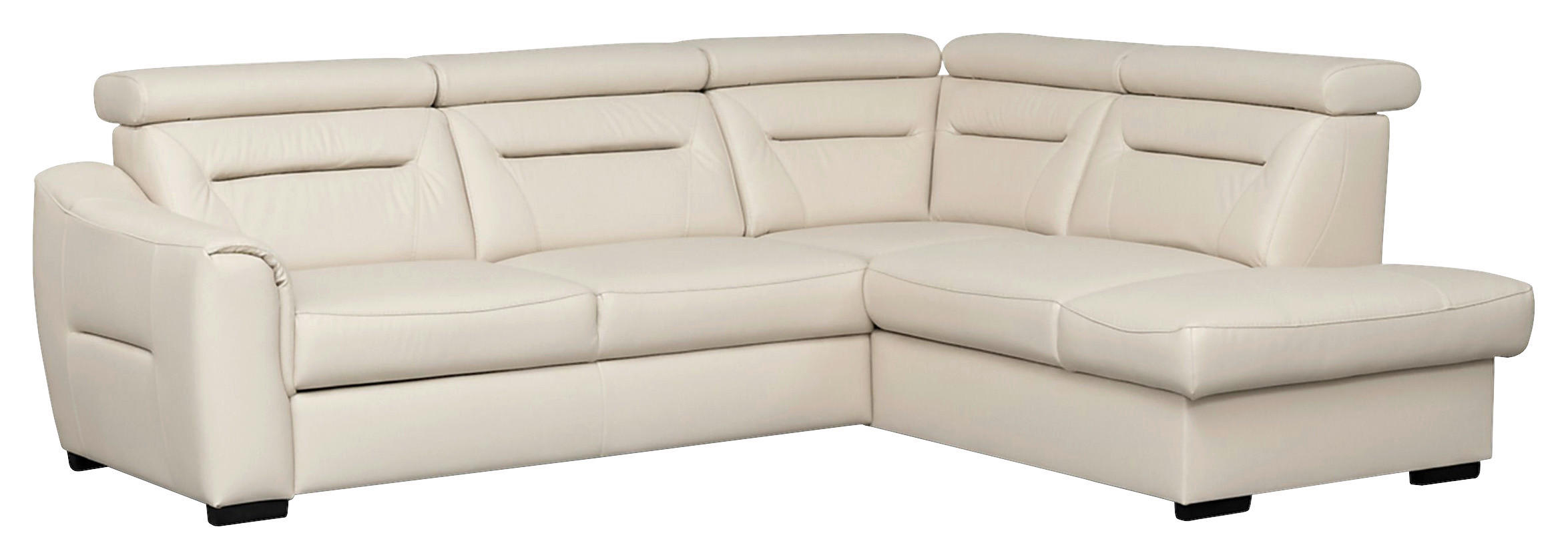 ECKSOFA Lederlook Echtleder Creme  - Wengefarben/Creme, Design, Leder/Holz (260/212cm) - Celina Home