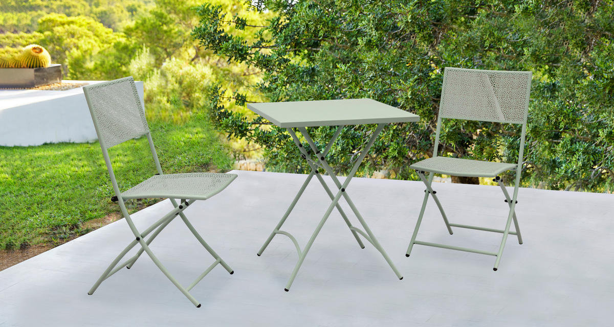 BALKONSET Mintgrün 3-teilig  - Mintgrün, ROMANTIK / LANDHAUS, Metall - Ambia Garden