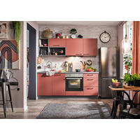 KÜCHENLEERBLOCK 205 cm   in Rot  - Rot/Schwarz, KONVENTIONELL, Holzwerkstoff/Metall (205cm) - Welnova