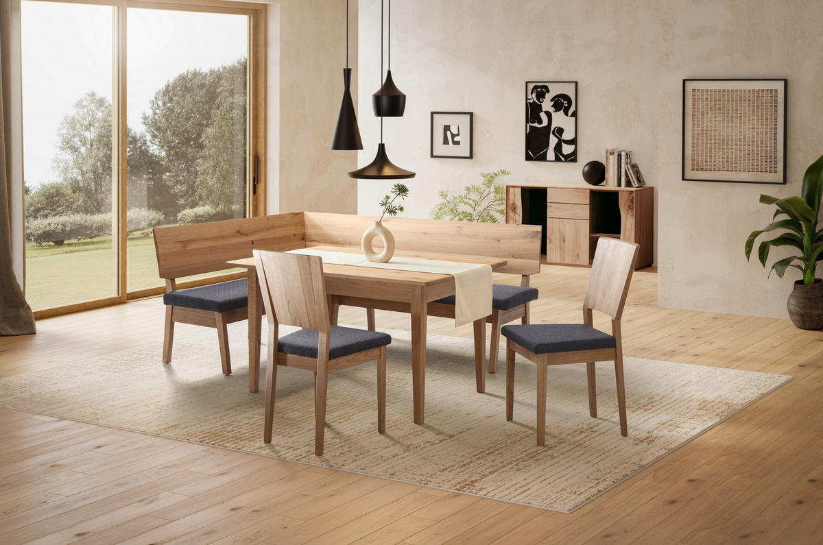 ECKBANKGRUPPE in Holz, Textil Anthrazit, Wildeiche  - Wildeiche/Anthrazit, Natur, Holz/Textil - Linea Natura