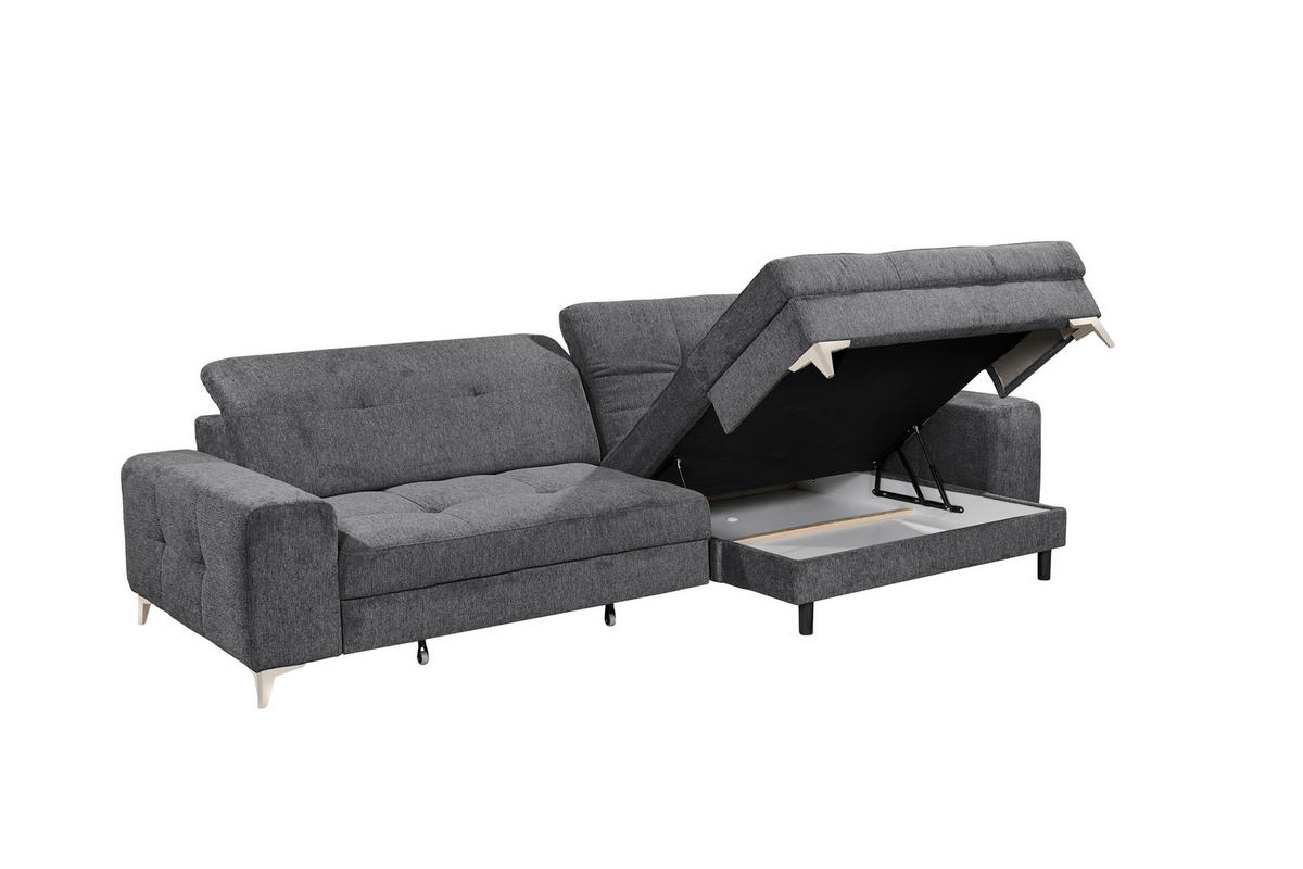 ECKSOFA SORELLA in Mikrovelours Anthrazit Kopfteilverstellung, Sitztiefenverstellung  328/182 cm  - Kaschmir/Anthrazit, Design, Kunststoff/Textil (328/182cm) - MID.YOU