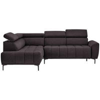 ECKSOFA in Velours Dunkelbraun  - Dunkelbraun/Schwarz, Design, Textil/Metall (191/261cm) - Stylife