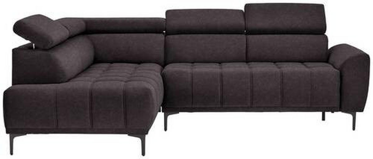 ECKSOFA in Velours Dunkelbraun  - Dunkelbraun/Schwarz, Design, Textil/Metall (191/261cm) - Stylife