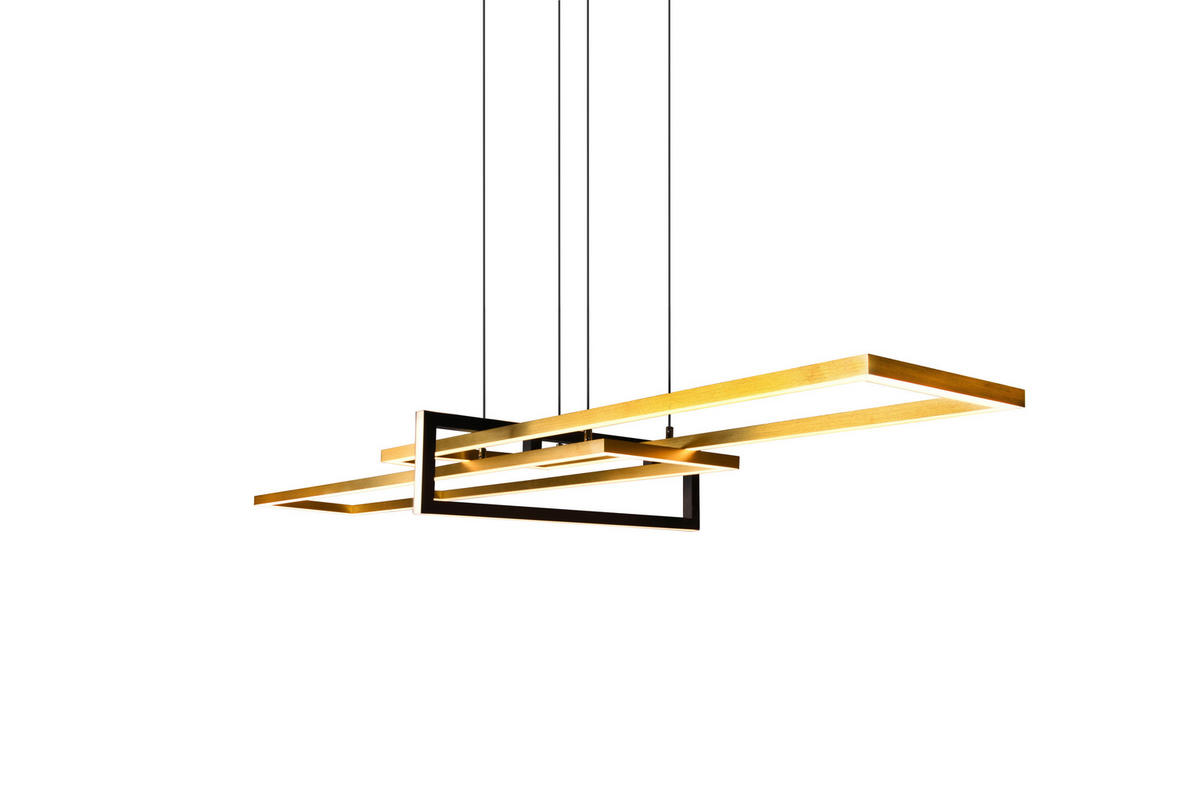 LED-HÄNGELEUCHTE Salinas 110/150/40 cm   - Messingfarben/Schwarz, Trend, Metall (110/150/40cm) - Trio Leuchten