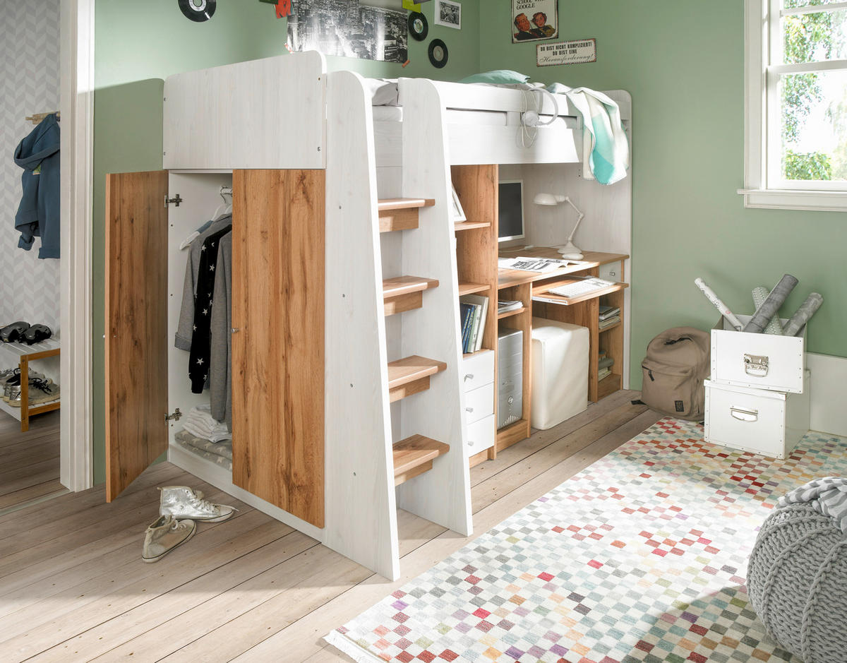 GALÉRIAÁGY - tölgyfa színű/fehér, Konventionell, faalapú anyag (90/200cm) - Carryhome
