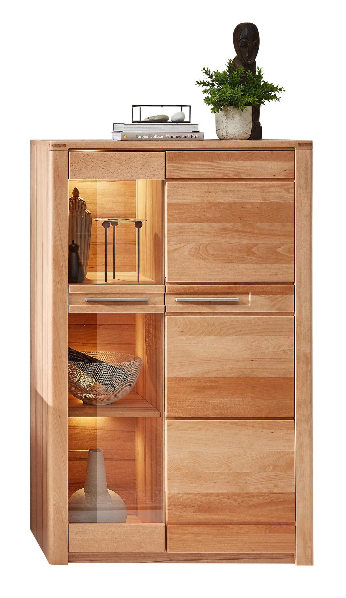 VITRINE  in massiv Kernbuche Kernbuche - Edelstahlfarben/Kernbuche, Natur, Glas/Holz (85/137/40cm) - Carryhome