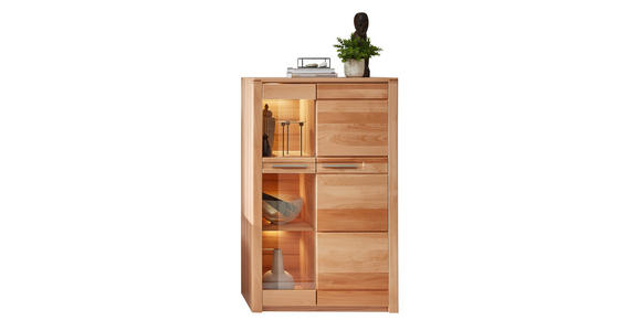 VITRINE in massiv Kernbuche Kernbuche - Edelstahlfarben/Kernbuche, Natur, Glas/Holz (85/137/40cm) - Carryhome