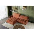 ECKSOFA Rostfarben Flachgewebe Rücken echt, Kopfteilverstellung, Sitztiefenverstellung  - Rostfarben/Schwarz, KONVENTIONELL, Textil/Metall (175/272cm) - Carryhome