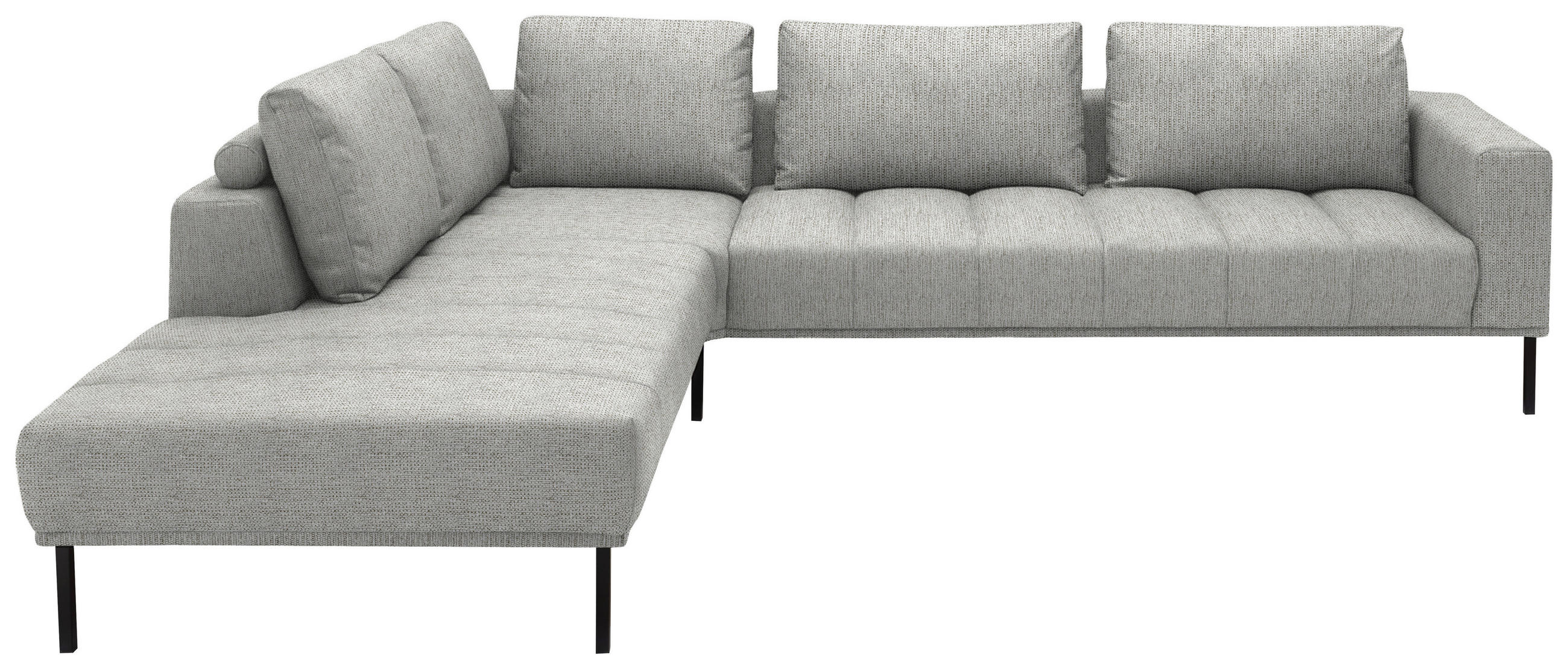ECKSOFA  in Flachgewebe Silberfarben  270/308 cm  - Silberfarben/Schwarz, Design, Textil/Metall (270/308cm) - Pure Home Lifestyle