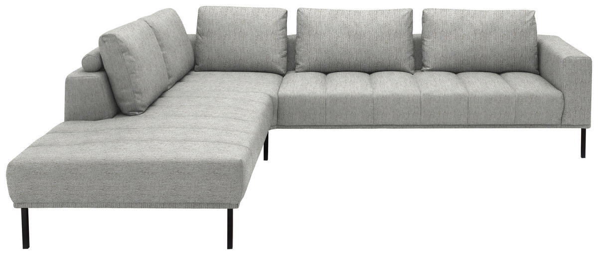 ECKSOFA  in Flachgewebe Silberfarben  270/308 cm  - Silberfarben/Schwarz, Design, Textil/Metall (270/308cm) - Pure Home Lifestyle