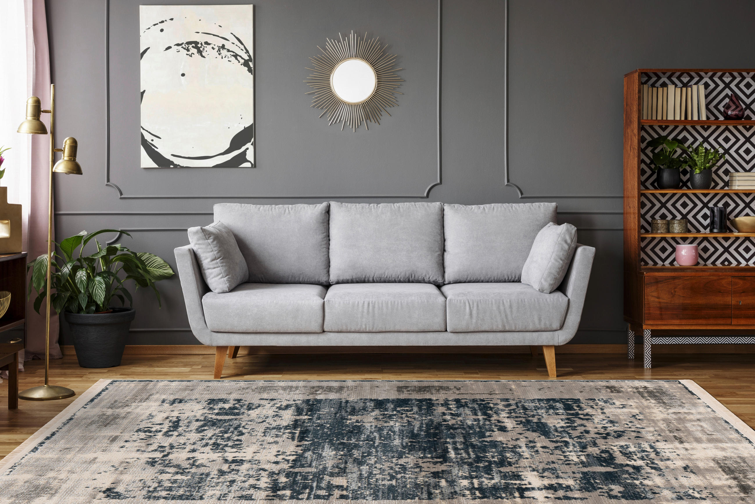 VINTAGE-TEPPICH 160/230 cm Adeon Blau  - Blau, KONVENTIONELL, Textil (160/230cm)