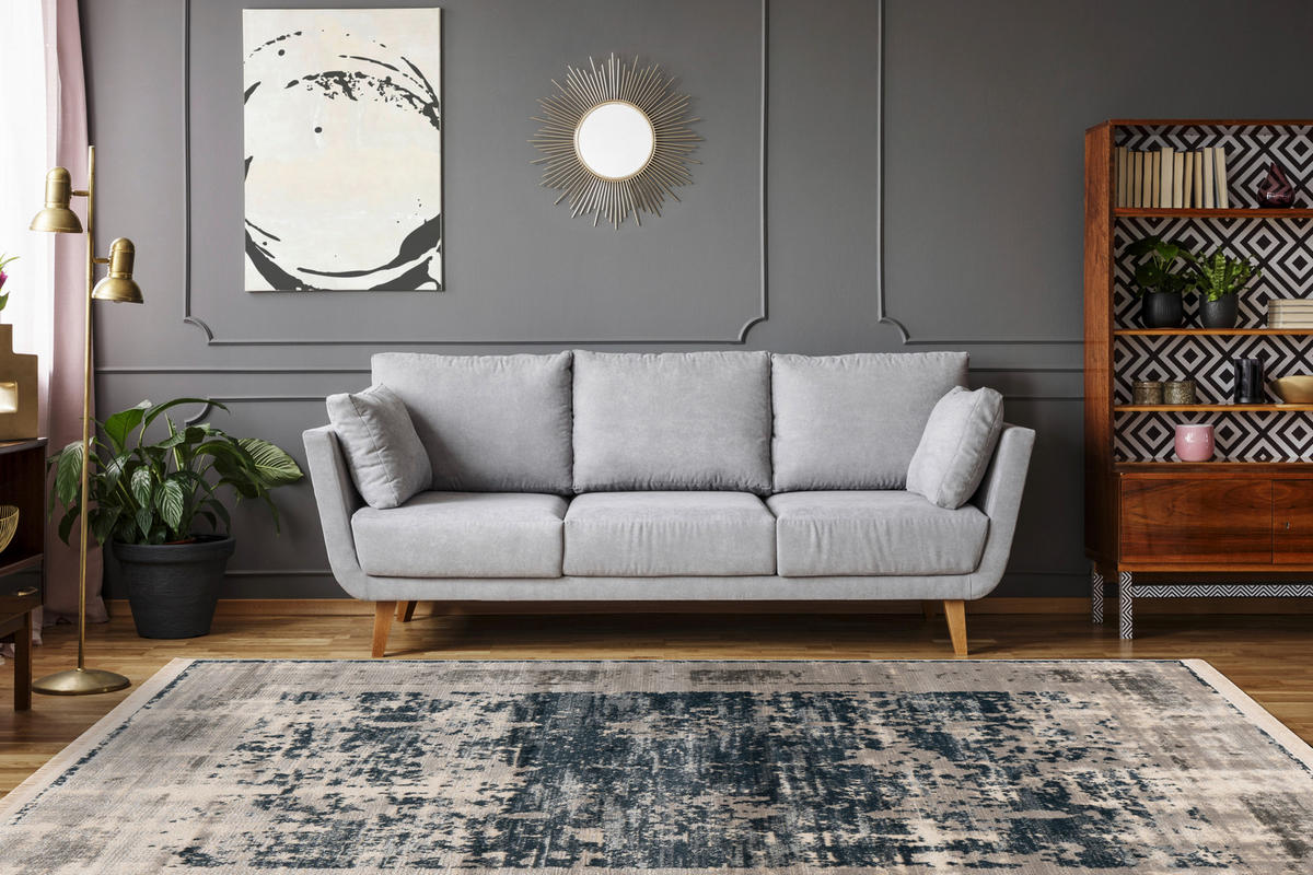 VINTAGE-TEPPICH 160/230 cm Adeon Blau  - Blau, KONVENTIONELL, Textil (160/230cm)
