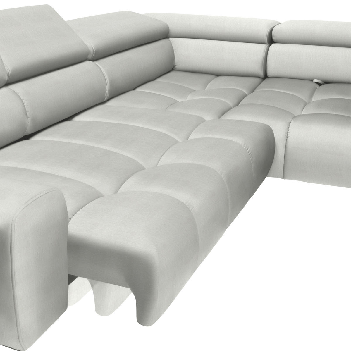 ECKSOFA Creme Samt, Webstoff  - Creme/Schwarz, Design, Textil/Metall (300/216cm) - Welnova