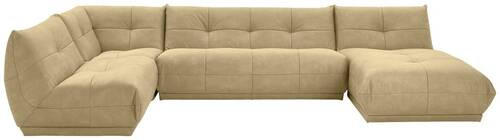 SOFFA i läderimitation beige  - beige, Trend, textil (210/390/185cm) - Livetastic
