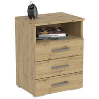 NACHTSCHRANK 45/62/35 cm  - Eichefarben/Alufarben, KONVENTIONELL, Holzwerkstoff/Kunststoff (45/62/35cm) - Carryhome