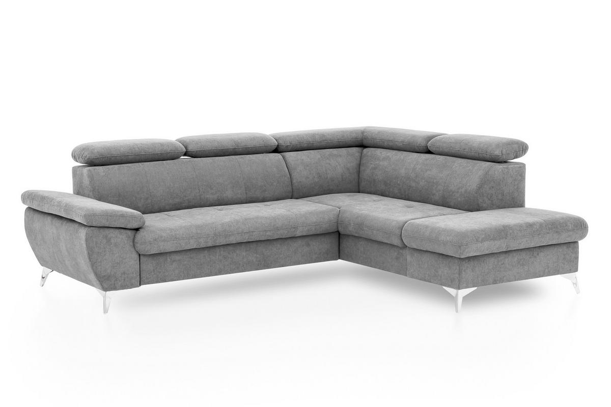ECKSOFA in Mikrofaser Hellgrau  - Chromfarben/Hellgrau, Konventionell, Textil/Metall (256/209cm) - Livetastic