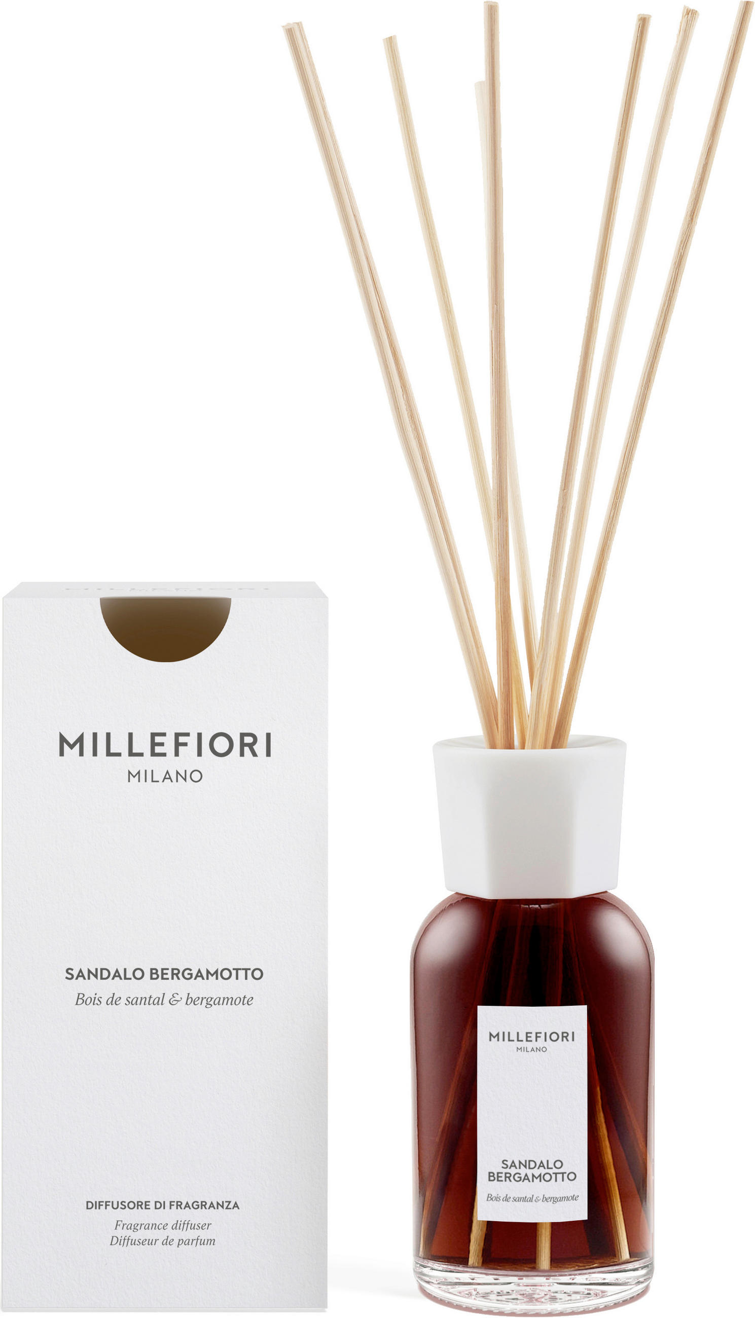 DIFFÚZOR  fás  - feketésbarna, Basics, üveg (8,8/18,7/8,8cm) - Millefiori Milano