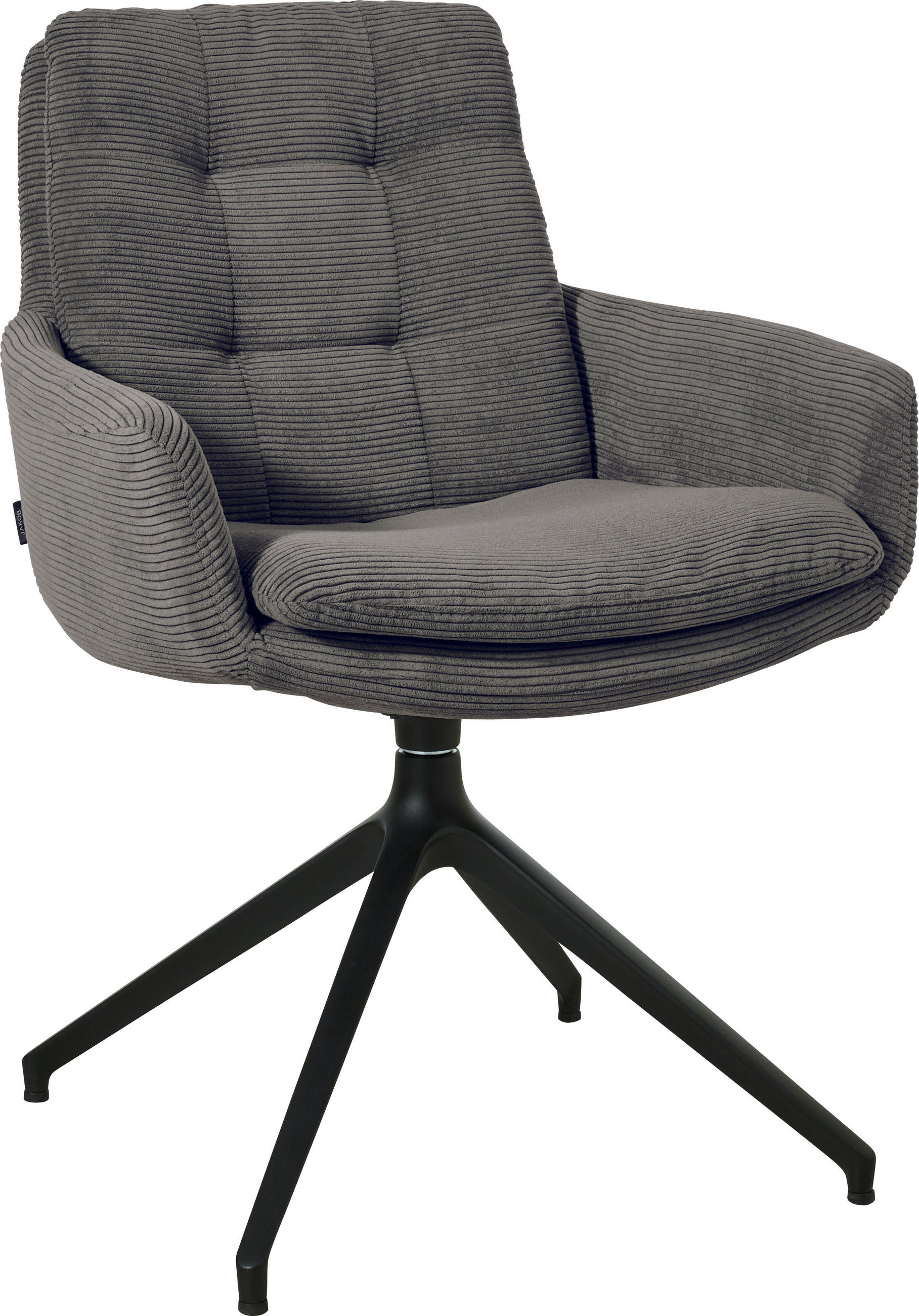 ARMLEHNSTUHL  Stoffauswahl, Typenauswahl, Sitzfläche 360° drehbar, Gestellauswahl Cord  - Anthrazit/Schwarz, Design, Textil/Metall (63/90/69cm) - Johann Jakob
