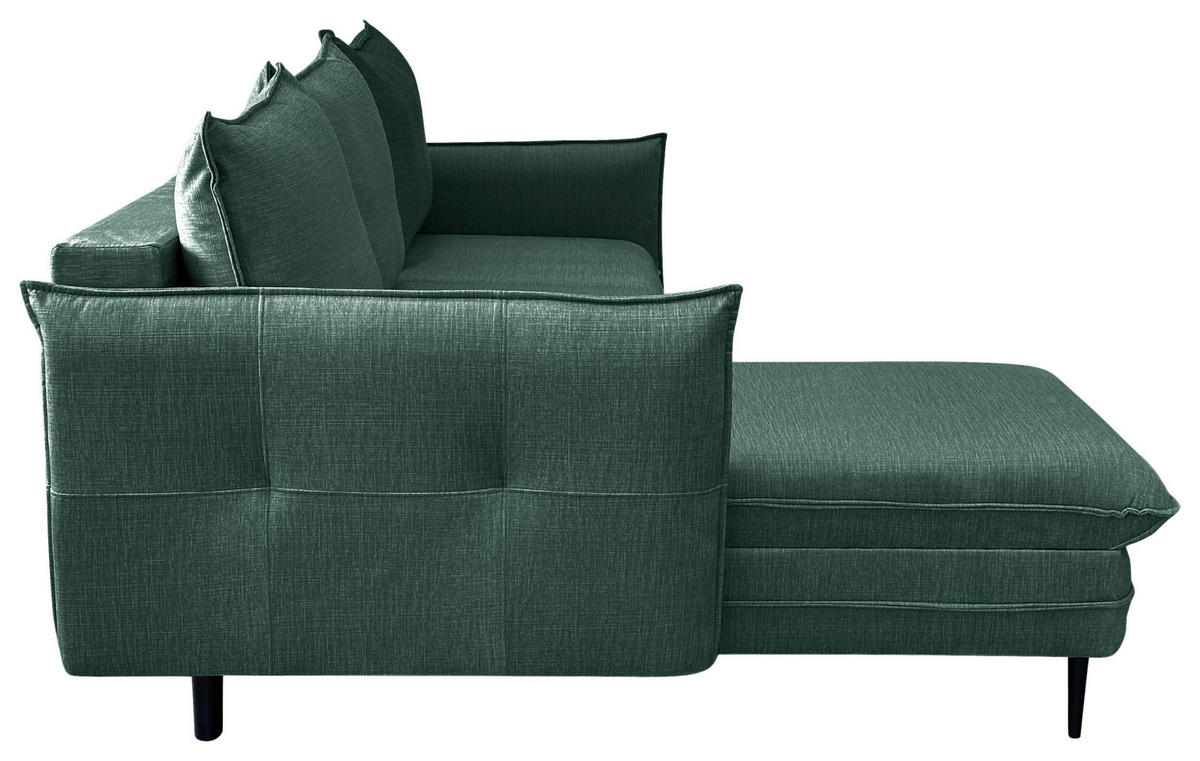 ECKSOFA Mintgrün Flachgewebe  - Schwarz/Mintgrün, Design, Holz/Kunststoff (170/235cm) - MID.YOU
