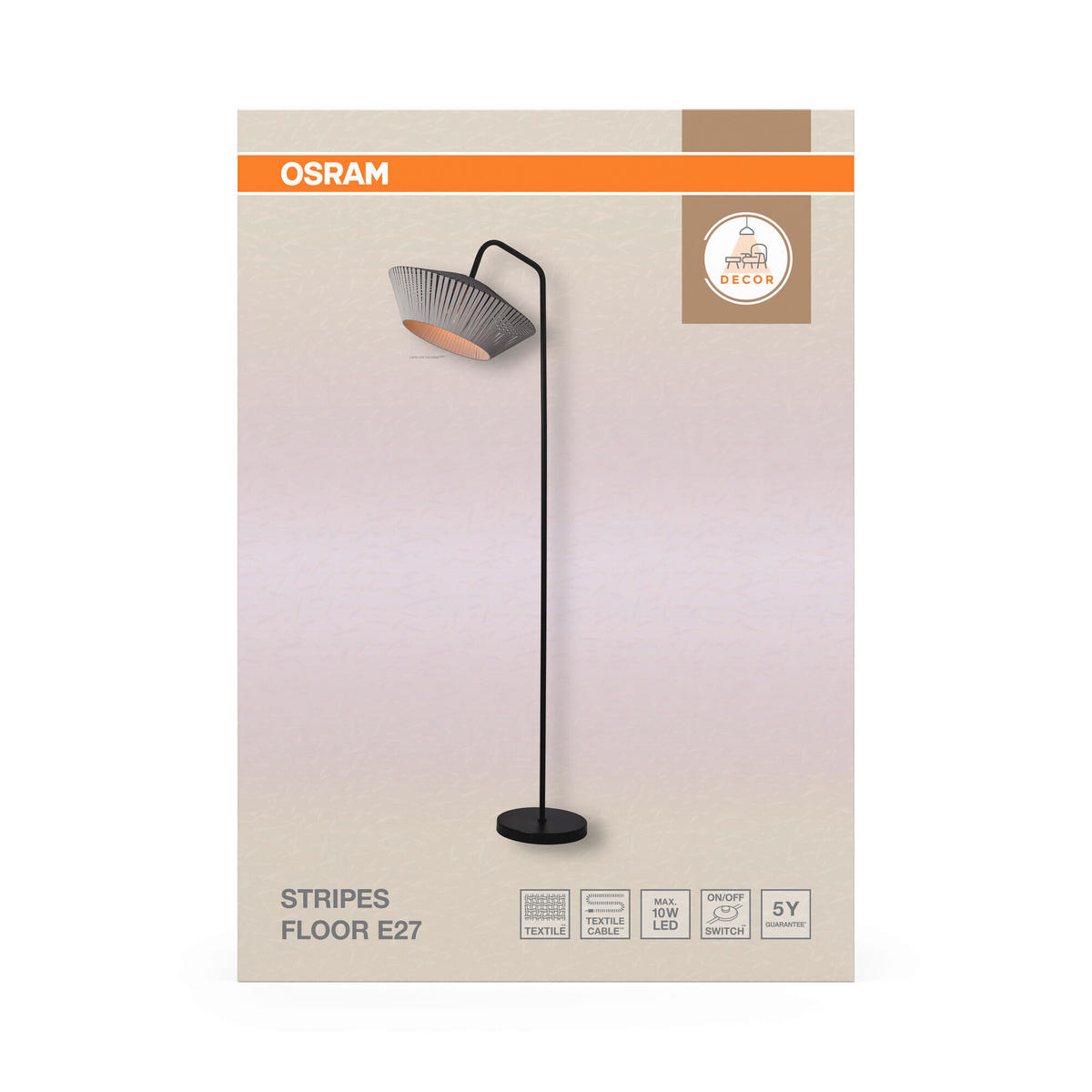 STEHLEUCHTE 40,5/56,8/164 cm   - Dunkelgrau, Basics, Textil/Metall (40,5/56,8/164cm) - Osram