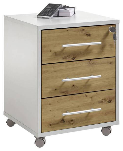 ROLLCONTAINER 43/56/42 cm  - Eichefarben/Silberfarben, Konventionell, Holzwerkstoff/Kunststoff (43/56/42cm) - Xora