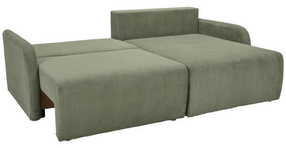 ECKSOFA Olivgrün Cord - Schwarz/Olivgrün, KONVENTIONELL, Kunststoff/Textil (217/146cm) - Carryhome