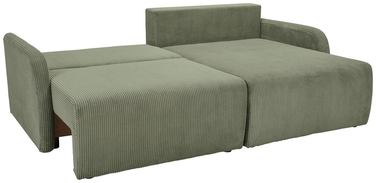 ECKSOFA Salbeigrün Cord  - Salbeigrün/Schwarz, KONVENTIONELL, Kunststoff/Textil (217/146cm) - Carryhome