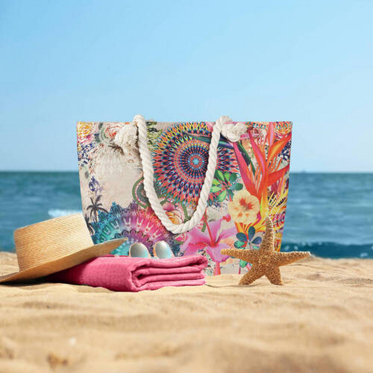 STRANDTASCHE - Multicolor, Trend, Textil (43/60cm)