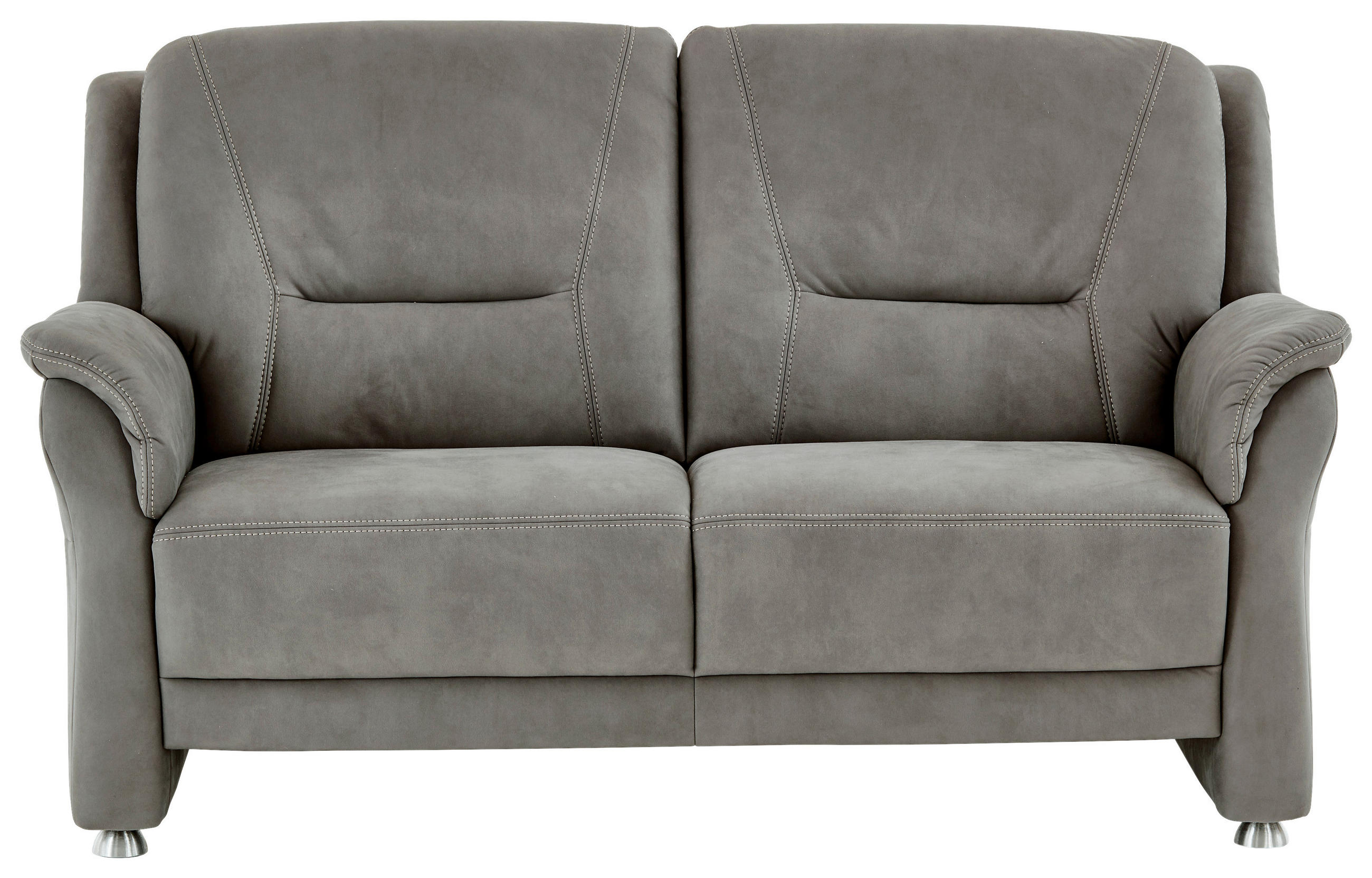 2,5-SITZER in Mikrofaser Grau  - Beige/Alufarben, Konventionell, Textil/Metall (172/100/89cm) - Beldomo Comfort