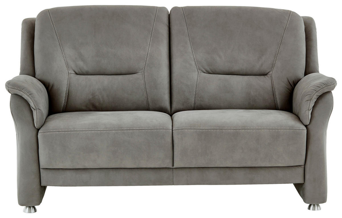 2,5-SITZER in Mikrofaser Grau  - Beige/Alufarben, Konventionell, Textil/Metall (172/100/89cm) - Beldomo Comfort
