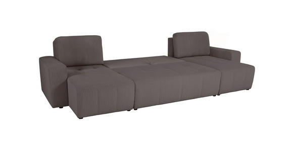 Wohnlandschaft inkl. Funktion Anthrazit Cord  - Anthrazit/Schwarz, KONVENTIONELL, Textil (146/317/146cm) - Xora