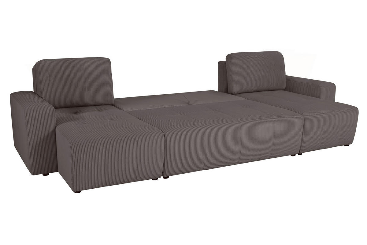 Wohnlandschaft inkl. Funktion Anthrazit Cord  - Anthrazit/Schwarz, KONVENTIONELL, Textil (146/317/146cm) - Xora