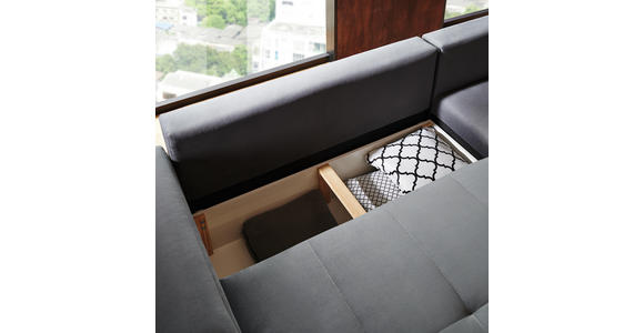 WOHNLANDSCHAFT in Textil Grau - Silberfarben/Grau, Design, Holz/Textil (195/293cm) - Cantus