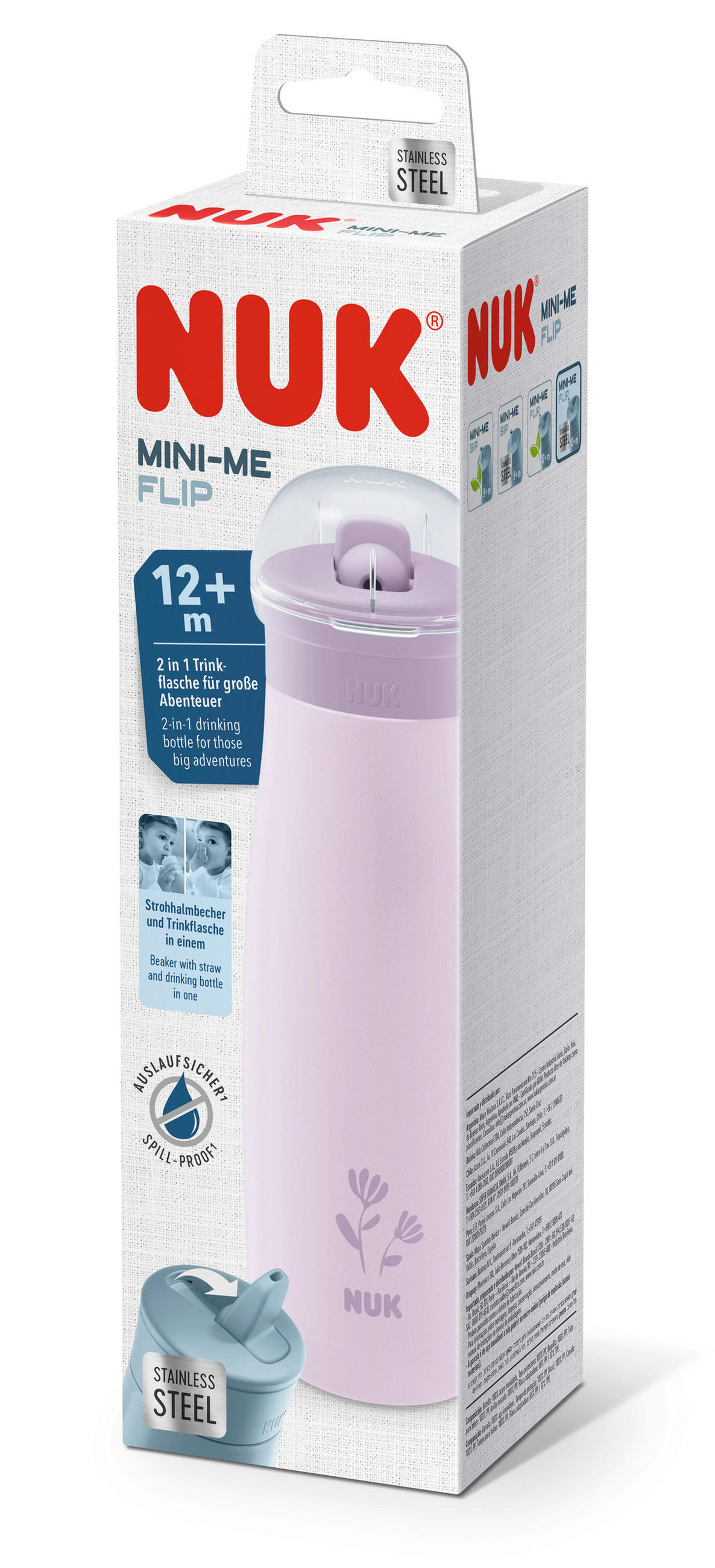 KINDERTRINKFLASCHE Mini-Me Flip  - Flieder/Rosa, Basics, Kunststoff/Metall (7/7,2/26,4cm) - NUK