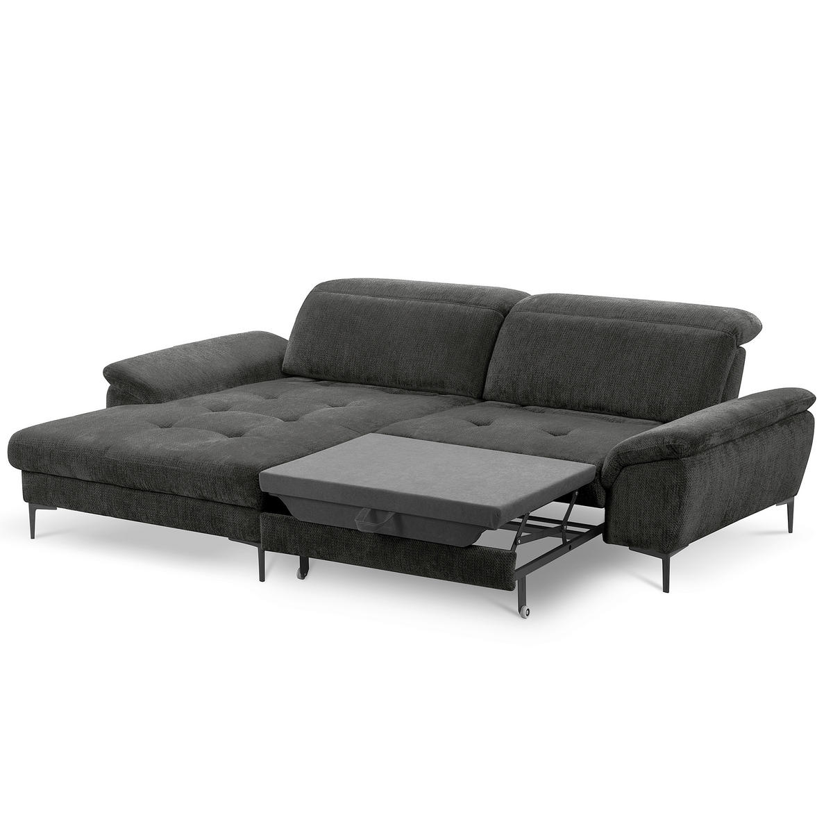 ECKSOFA  Webstoff Schwarz  - Schwarz, Design, Textil/Metall (195/268cm) - Livetastic