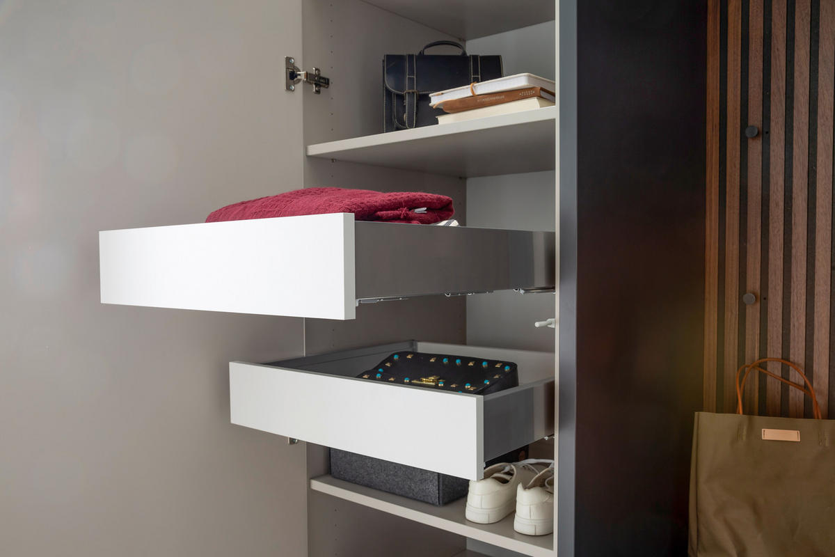 GARDEROBE 5-teilig  in 196/233/59 cm  - Anthrazit/Nussbaumfarben, Design, Holz/Holzwerkstoff (196/233/59cm) - Moderano