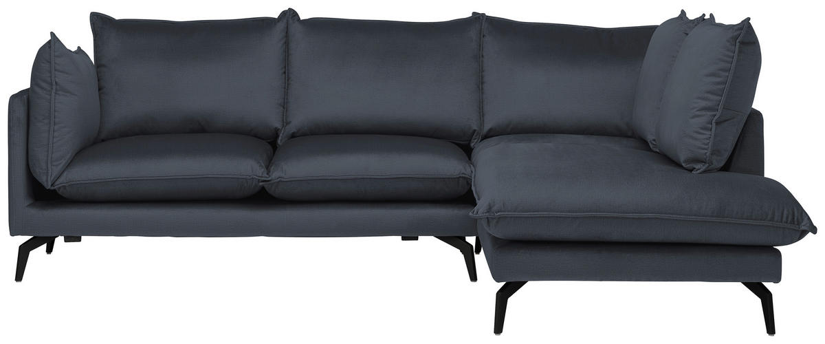 ECKSOFA in Samt Anthrazit  241/200 cm  - Anthrazit/Schwarz, Design, Textil/Metall (241/200cm) - Carryhome