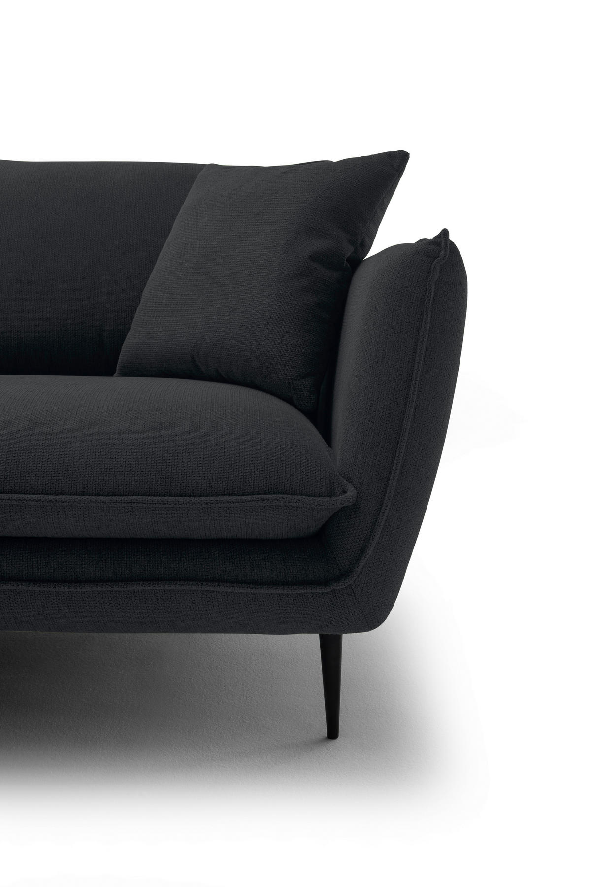 ECKSOFA Schwarz Webstoff  - Schwarz, KONVENTIONELL, Textil/Metall (196/304cm) - Hom`in