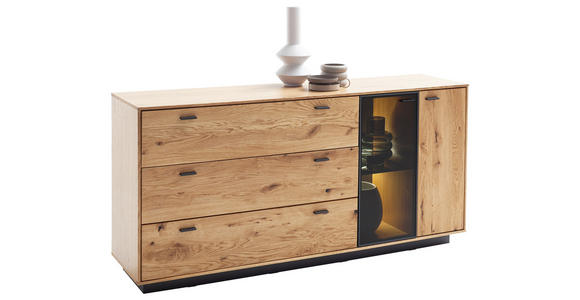 SIDEBOARD Anthrazit, Eichefarben  179/86/44 cm  - Eichefarben/Anthrazit, Natur, Glas/Holz (179/86/44cm) - Linea Natura