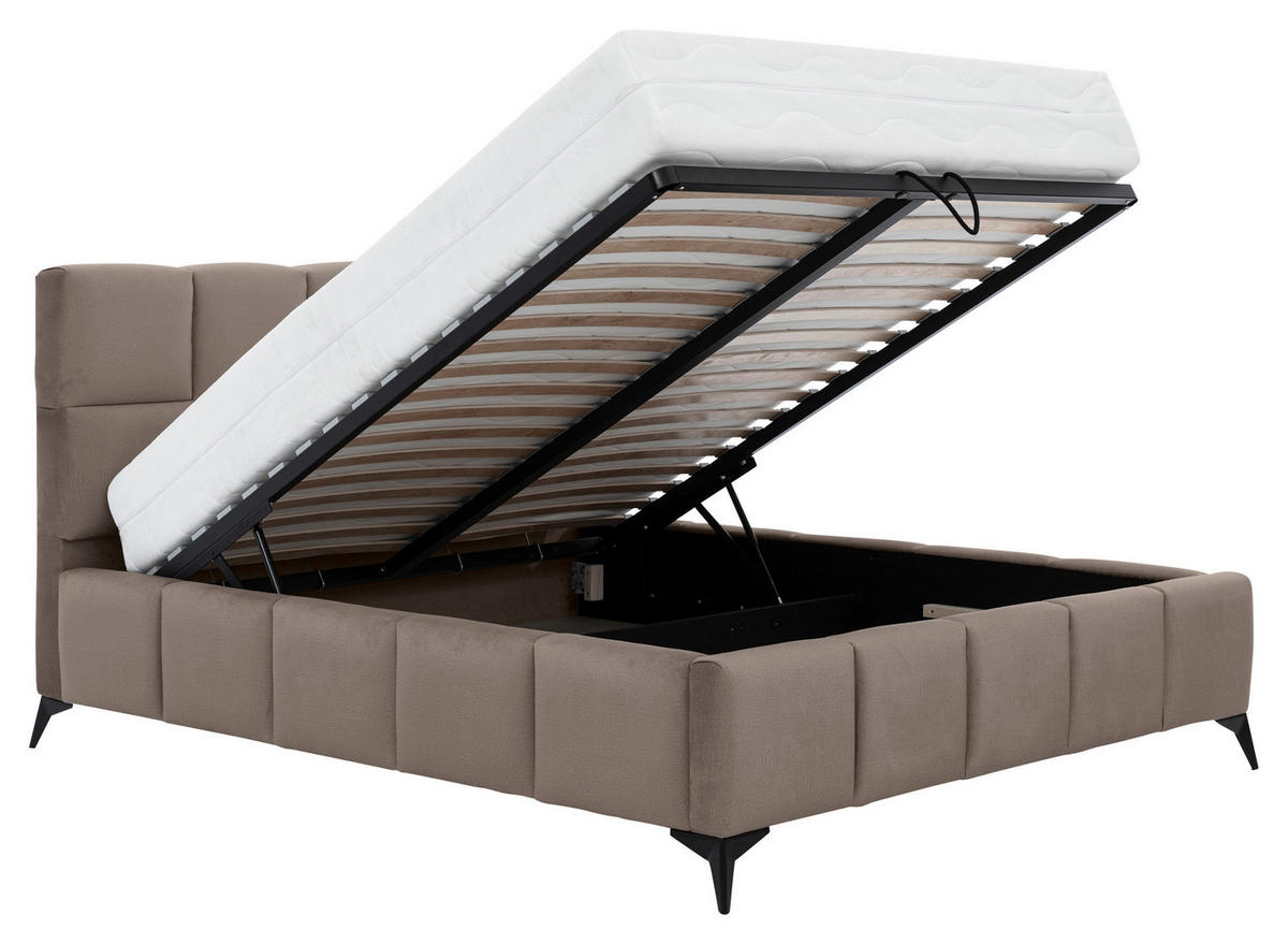 POLSTERBETT 180/200 cm  in Beige  - Beige/Schwarz, Modern, Holz/Textil (180/200cm) - MID.YOU