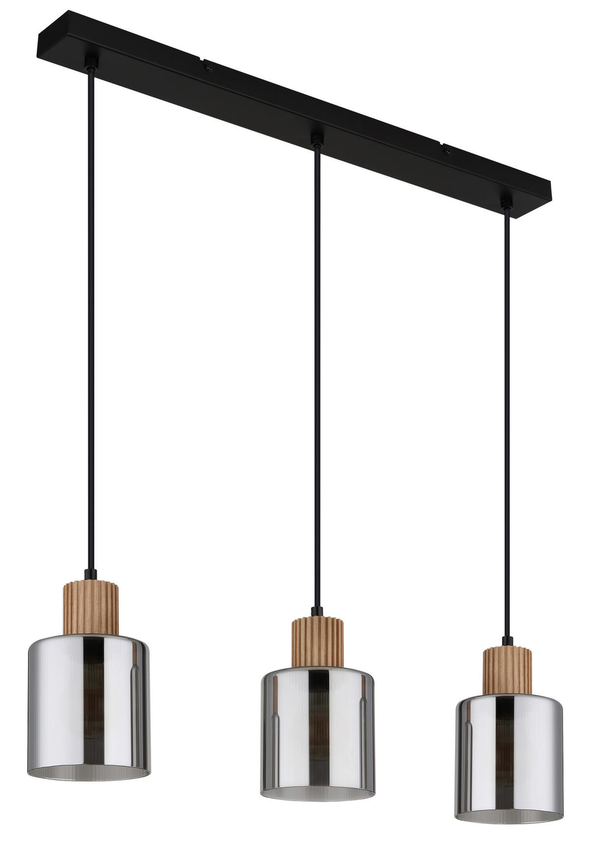 HÄNGELEUCHTE 64/12/120 cm    - Dunkelbraun/Schwarz, Natur, Glas/Holz (64/12/120cm) - Globo