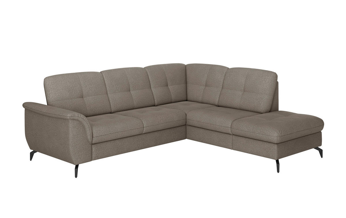 ECKSOFA ZORA E Schlammfarben Flachgewebe  - Schlammfarben/Schwarz, MODERN, Textil/Metall (244/212cm) - Sit & More