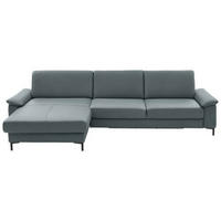 ECKSOFA in Echtleder Blaugrau  - Blaugrau/Schwarz, Design, Leder/Metall (176/334cm) - Dieter Knoll